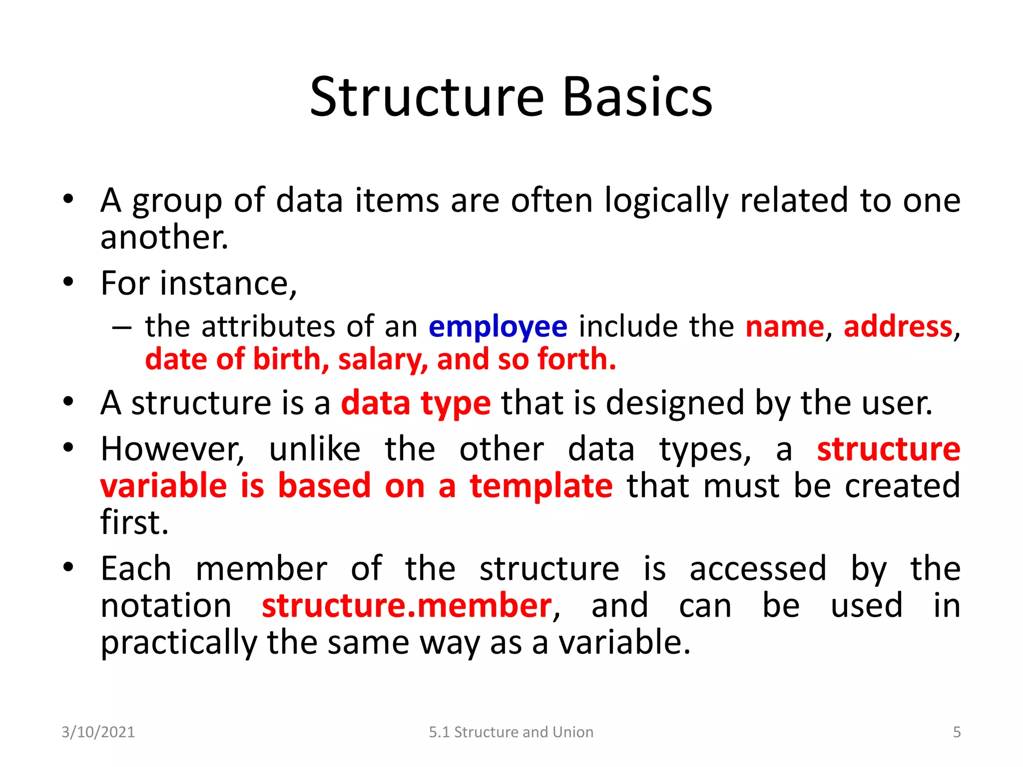 C Programming: Structure and Union | PPT
