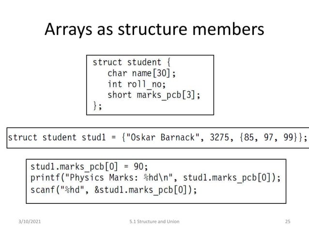 C Programming: Structure and Union | PPTX | Programming Languages ...