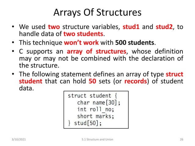 C Programming: Structure and Union | PPT