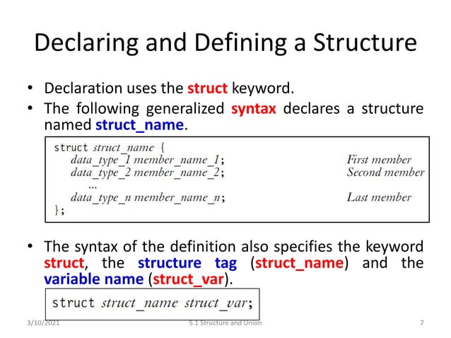 C Programming: Structure and Union | PPTX | Programming Languages ...