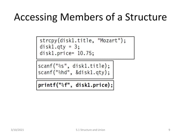 C Programming: Structure and Union | PPTX | Programming Languages ...