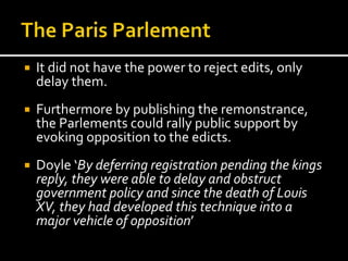 Ppt 5 Calonne Brienne conflict with parlements Assembly of the notables ...