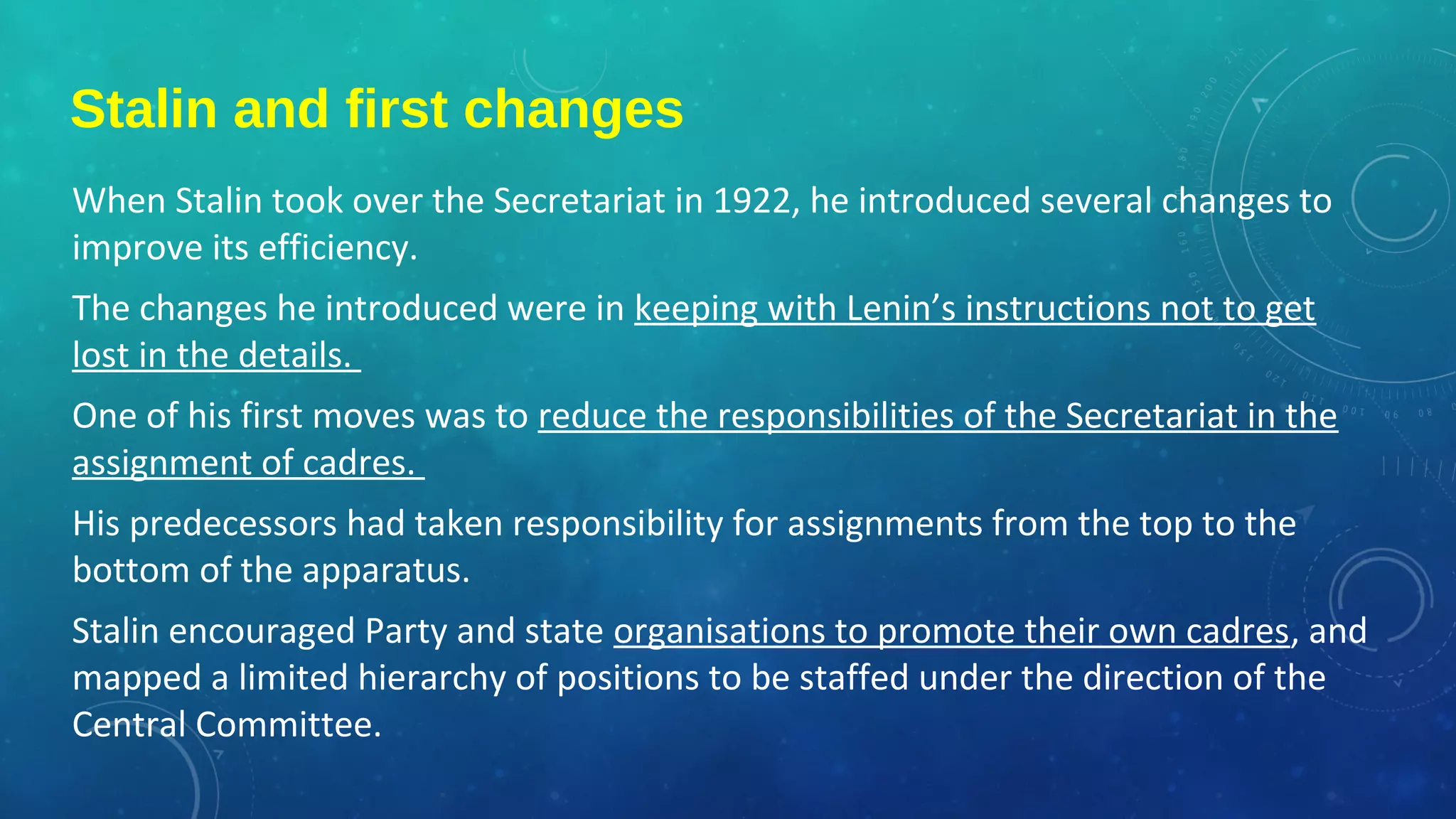 CAMBRIDGE A2 HISTORY: THE SECRETARIAT UNDER STALIN | PPT