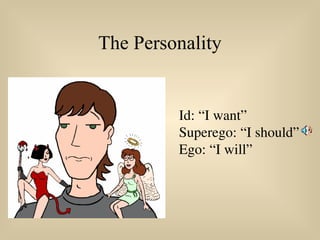 The Personality
Id: “I want”
Superego: “I should”
Ego: “I will”
 