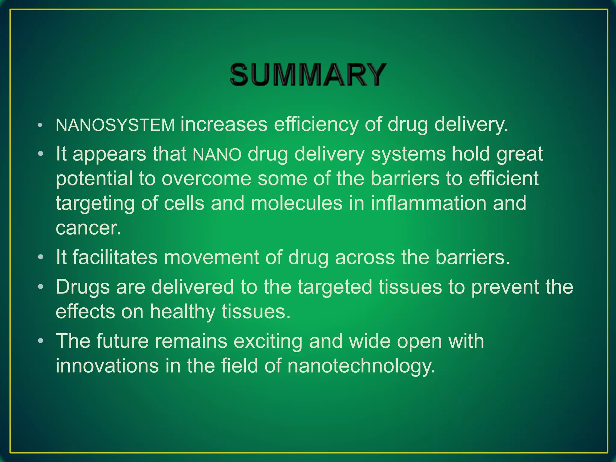 NANO TECHNOLOGY IN DRUG DELIVERY SYSTEM | PPTX