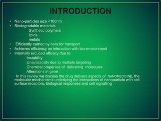 NANO TECHNOLOGY IN DRUG DELIVERY SYSTEM | PPTX