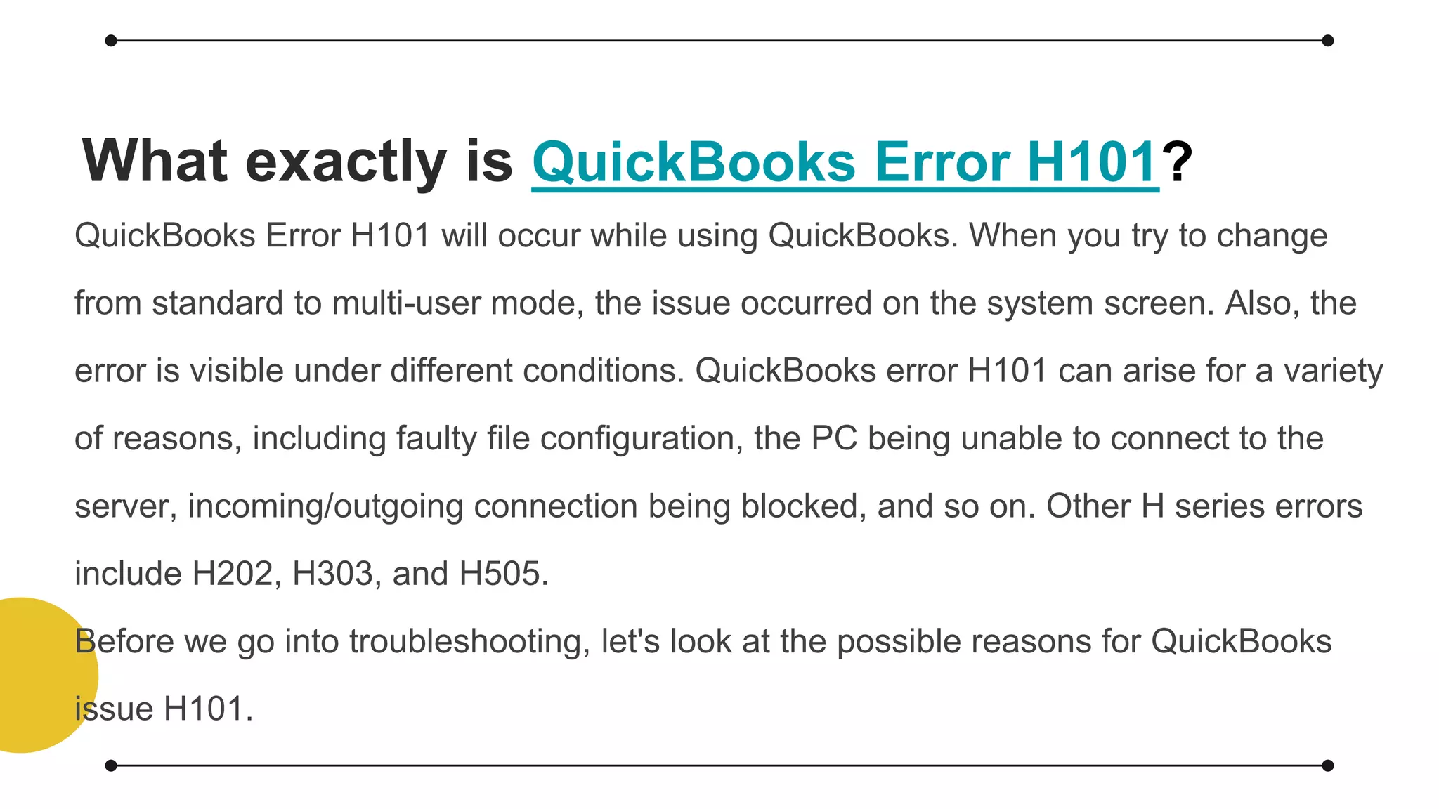 Quickbooks Error H101 | PPTX