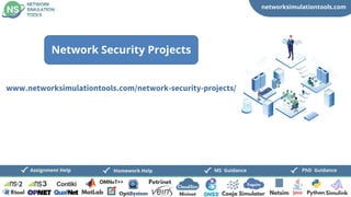 networksimulationtools.com
CloudSim
Fogsim
PhD Guidance
MS Guidance
Assignment Help Homework Help
www.networksimulationtools.com/network-security-projects/
Network Security Projects
 
