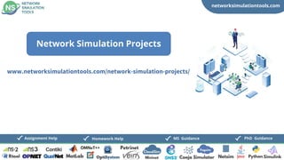 networksimulationtools.com
CloudSim
Fogsim
PhD Guidance
MS Guidance
Assignment Help Homework Help
www.networksimulationtools.com/network-simulation-projects/
Network Simulation Projects
 