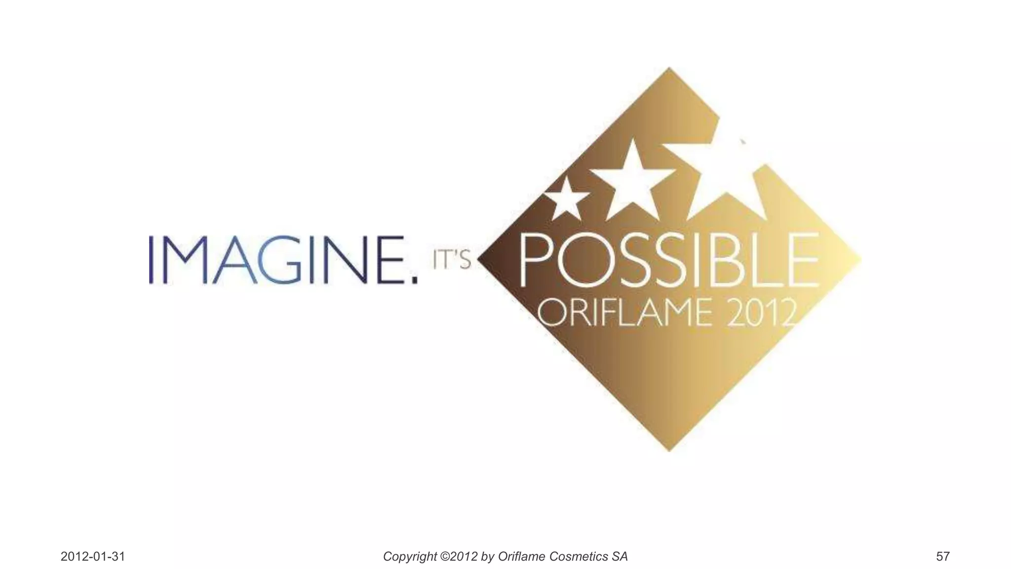 2012-01-31   Copyright ©2012 by Oriflame Cosmetics SA   57
 