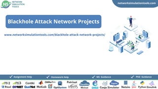 networksimulationtools.com
CloudSim
Fogsim
PhD Guidance
MS Guidance
Assignment Help Homework Help
www.networksimulationtools.com/blackhole-attack-network-projects/
Blackhole Attack Network Projects
 