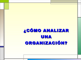 ¿CÓMO ANALIZAR
     UNA
ORGANIZACIÓN?
 