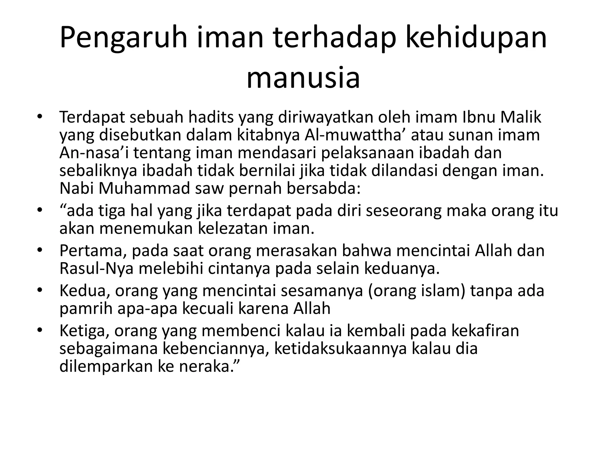 Iman dan Pengaruhnya Bagi Kehidupan PPTX