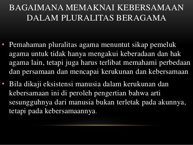 Kebersamaan dalam pluralisme beragama