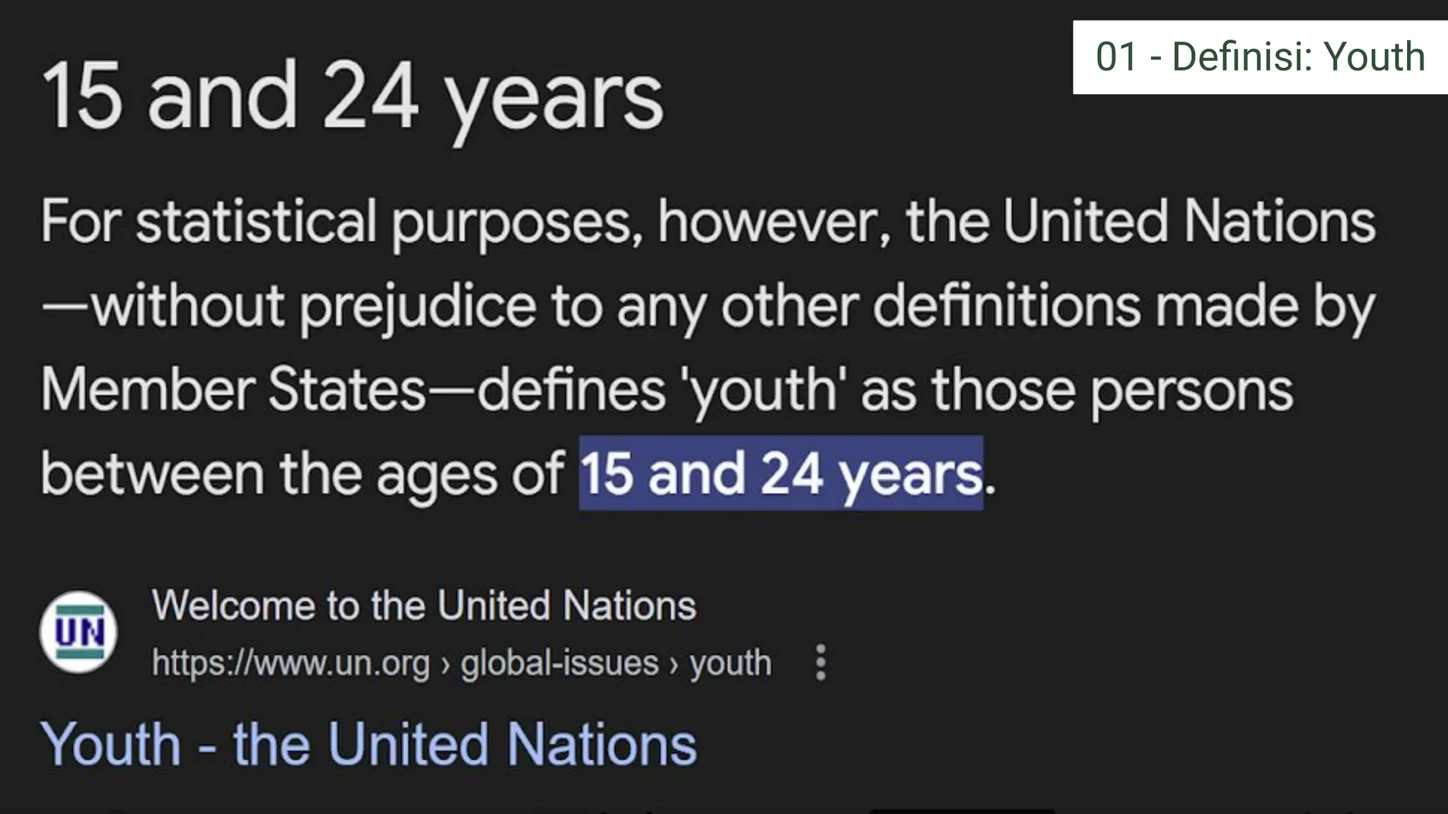 NATIONAL PARENTS DAY OFF
01 - Deﬁnisi: Youth
 