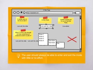 The user should always be able to enter and exit the mode
with little or no effort.
 