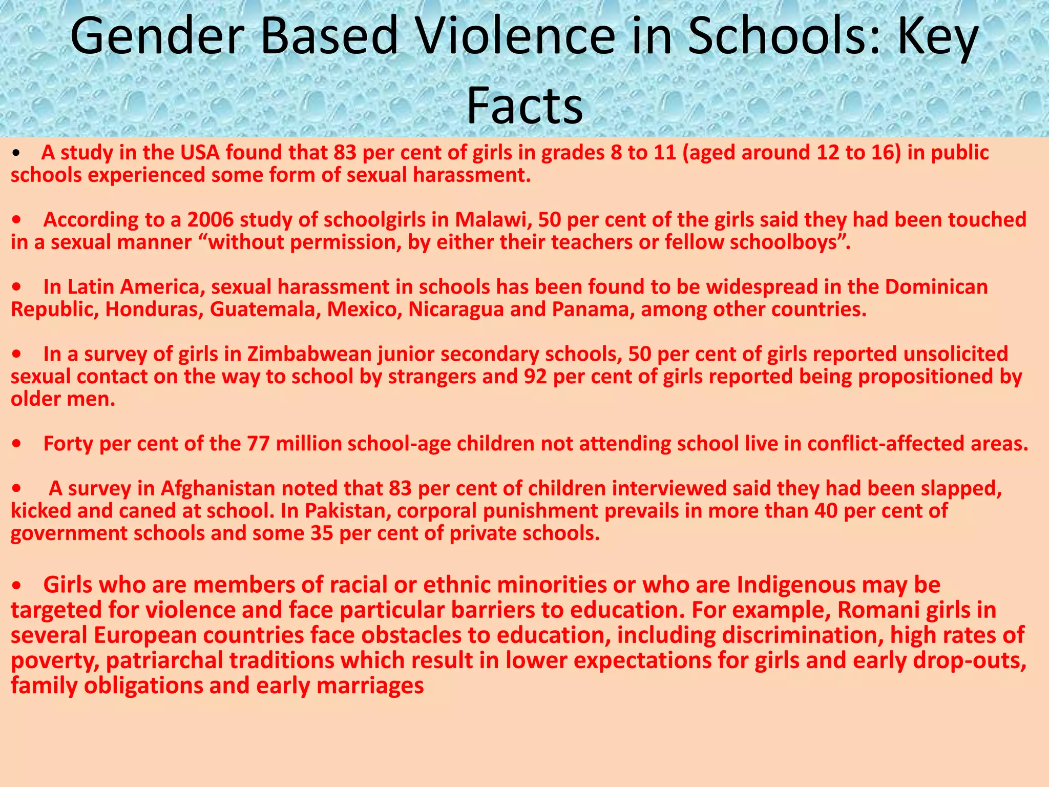 Gender Based Violence in Schools: Problems, Challenges and Measures | PPTX