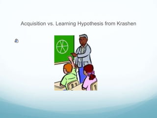 Acquisition vs. Learning Hypothesis from Krashen
 