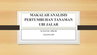 MAKALAH ANALISIS
PERTUMBUHAN TANAMAN
UBI JALAR
M ILHAM ABRAR
2204290158P
 
