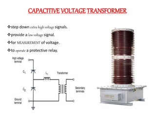CAPACITIVE VOLTAGE TRANSFORMER 
step down extra high voltage signals. 
provide a low voltage signal. 
for MEASUREMENT o...