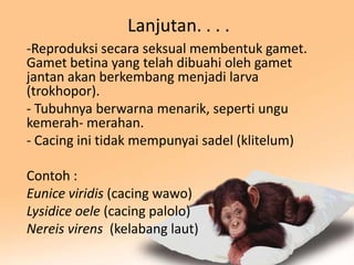 Lanjutan. . . .
-Reproduksi secara seksual membentuk gamet.
Gamet betina yang telah dibuahi oleh gamet
jantan akan berkemb...