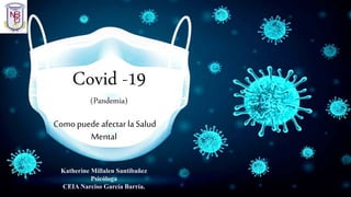 Covid -19
(Pandemia)
Como puede afectar la Salud
Mental
Katherine Millalen Santibañez
Psicóloga
CEIA Narciso García Barría.
 