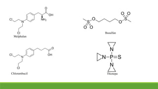 Melphalan
Chlorambucil
Busulfan
Thiotepa
 