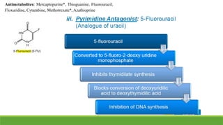 Antimetabolites: Mercaptopurine*, Thioguanine, Fluorouracil,
Floxuridine, Cytarabine, Methotrexate*, Azathioprine
 