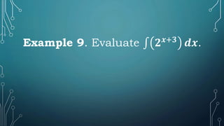 Example 9. Evaluate ∫ 𝟐𝒙+𝟑
𝒅𝒙.
 