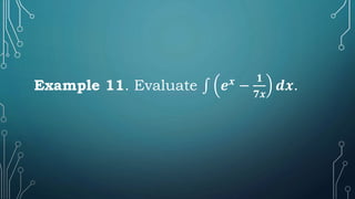 Example 11. Evaluate ∫ 𝒆𝒙
−
𝟏
𝟕𝒙
𝒅𝒙.
 