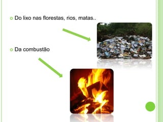 Do lixo nas florestas, rios, matas.. Da combustão