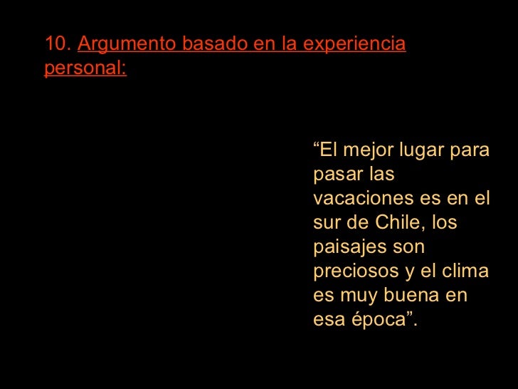 Ejemplo De Argumento De Experiencia Personal