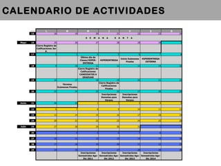 CALENDARIO DE ACTIVIDADES 