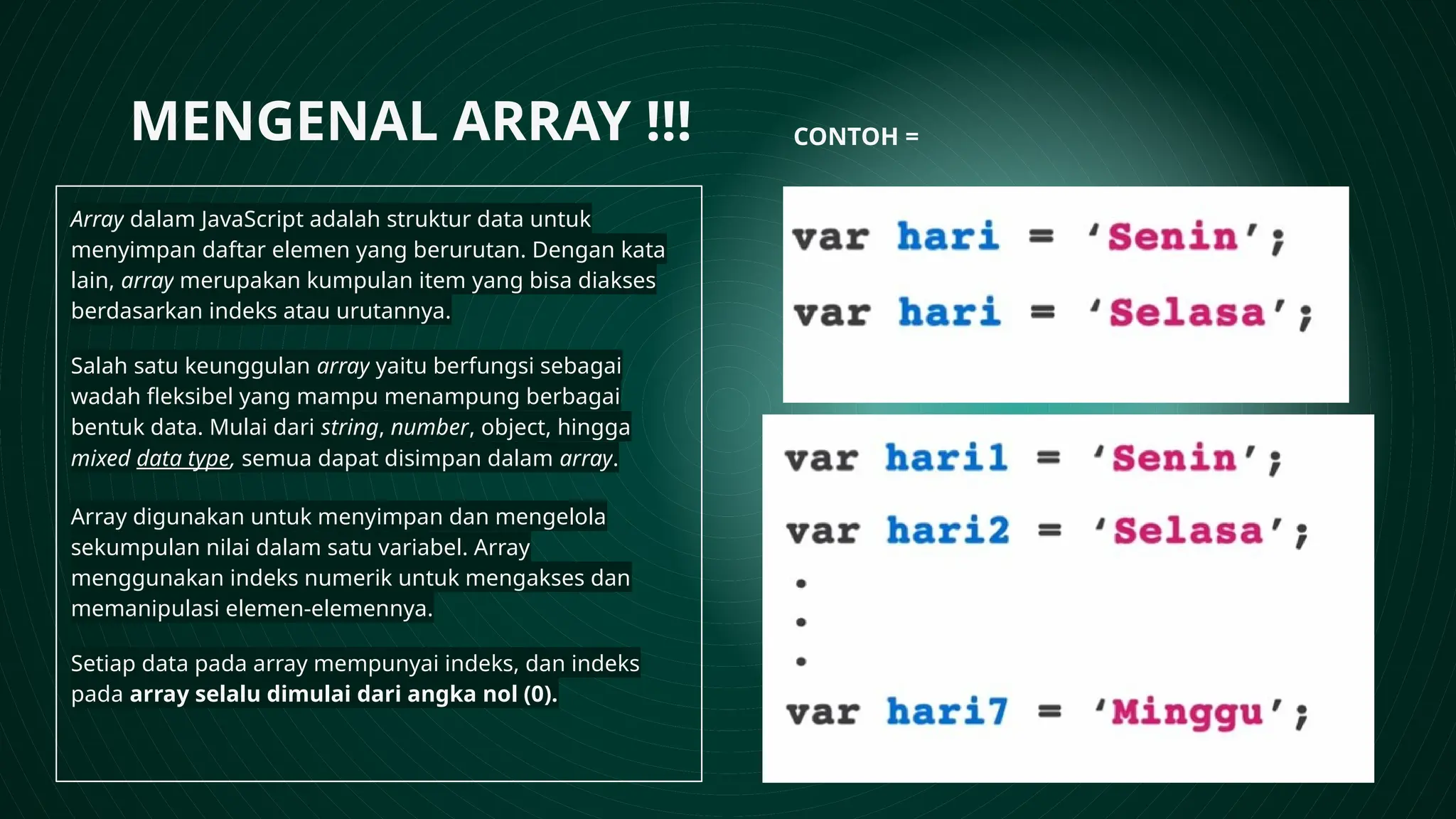 PPT ARRAY & OBJECT java script pengetahuan pemrograman.pptx