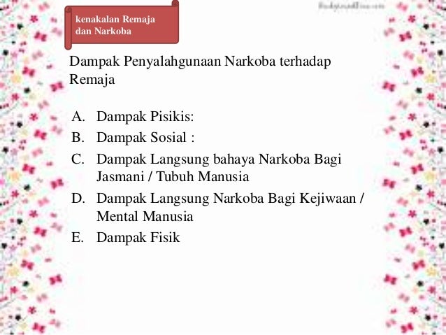 Fenomena Kenakalan Remaja dan Narkoba