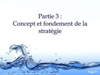 Pour plus de modèles : Modèles Powerpoint PPT gratuits
Page 21
Partie 3 :
Concept et fondement de la
stratégie
ATELIER PÔLE D’EXCELLENCE TOURISTIQUE : PARTIE 4 DAX - LTDT - UPPA 2013
 