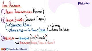 PODER DISCIPLINAR
?⃝
APURAR IRREGULARIDADES /ADMINIST.
)
②APLICAR SANÇÕES (DISCIPLINA INTERNA)
[1)SERVIDORES PUBÍKOS ☐ CONTRATO
◦ 2)PARTICULARES→ Com Vinculo ESPECIAL [o HLUNOS REDE PUBÍICA
③NATUREZA
[
DISCRICION.
PIT.
#ONTEUÃ
VINCULADO /APURAR/DEVER DE APLICAR)
12258467497 - Kauã Vinícius silva de lima
 