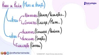 PODER DE POLICIA (MEIOS DE ATUAÇÃO)
[ATOS
"""""° """ "" ""
/
2oCONCRETOS (LICENÇA/MULTAS. . .
)
D PREVENTIVOS(CONSENTIR.
/ANUÊNCIA)
DATOS ftp.cpresswos (SANÇÕES
)
{FISCALIZAÇÃO (CONTROLE
)
12258467497 - Kauã Vinícius silva de lima
 