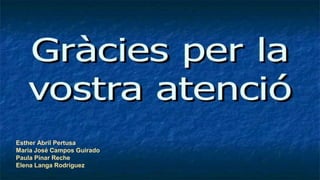 Esther Abril Pertusa
Maria José Campos Guirado
Paula Pinar Reche
Elena Langa Rodríguez
 