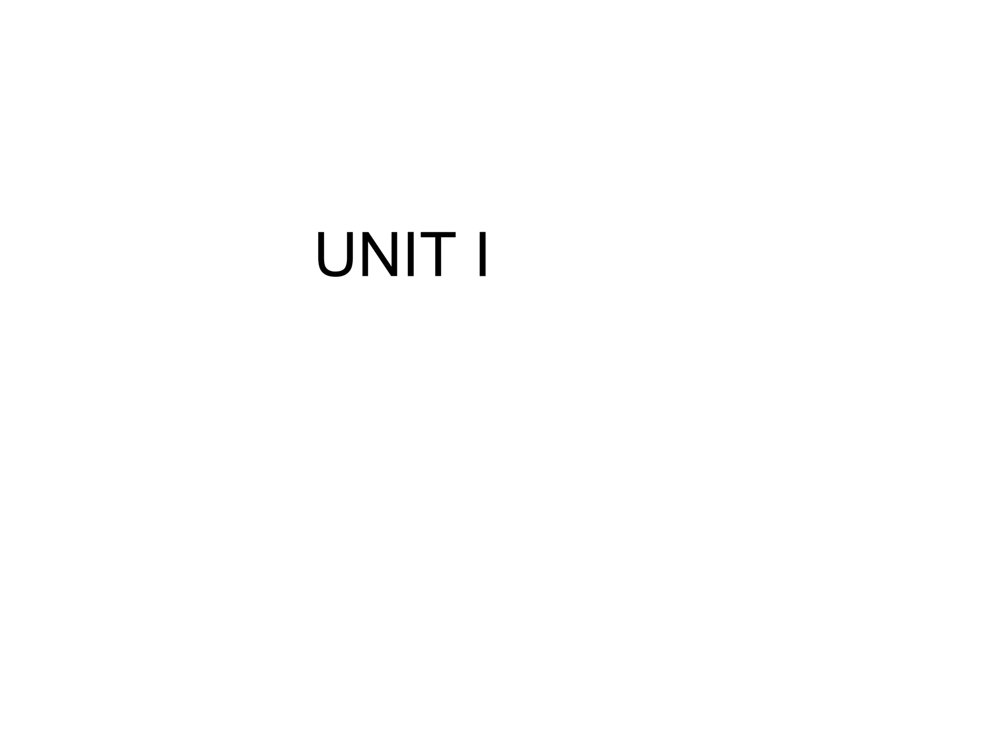 UNIT I
 