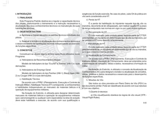 8.00
I. INTRODUÇÃO
1. FINALIDADE
Este Programa-Padrão destina-se a regular a capacitação técnica
dos pilotos, padronizando o treinamento e a instrução necessários à
atualização dos seus conhecimentos técnicos e à manutenção de suas
habilitações técnicas.
2. OBJETIVOS DA FASE
a.Aprimorar e manter elevados os padrões técnicos individuais dos
pilotos.
b. Realizar a revisão e a atualização dos conhecimentos técnicos e
o desenvolvimento de habilitações técnicas indispensáveis ao exercício
de funções específicas.
3. CONCEITOS
Conceituam-se abaixo alguns termos específicos utilizados neste
Programa:
a. Helicópteros de Reconhecimento e Ataque
Modelo de helicóptero do tipo “Ecureil” e “Fennec” (HA-1) e suas
derivações.
b. Helicópteros de Emprego Geral
Modelo de helicóptero do tipo Panther (HM-1), Black Hawk (HM-
2) ou Cougar (HM-3) e suas derivações.
c. Habilitação Técnica
De acordo com o PPB/1 (Planejamento, Execução e Controle da
Instrução Militar), Habilitação Técnica (HT) corresponde a conhecimentos
e habilidades indispensáveis ao manuseio de materiais bélicos e à
operação de equipamentos militares.
Na Aviação do Exército, é utilizada para designar determinado
manuseio de materiais bélicos e operação de equipamentos militares
que o aeronavegante ou qualquer outro especialista na área de aviação
deve estar habilitado a executar, de acordo com sua qualificação e
exigências da função exercida. No caso do piloto, cada OII de prática em
vôo será considerada uma HT.
d. Perda da HT
É a perda da habilitação do tripulante naquele tipo de vôo ou
manobra, decorrente de ter ultrapassado, sem realizar aquela HT, o prazo
de tempo estipulado nas normas em vigor ou por outro motivo qualquer.
e. Recuperação da HT
É o vôo realizado, pela unidade aérea, fazendo parte da CTTEP,
para habilitar um tripulante em determinado tipo de vôo ou manobra, por
ter perdido a HT como descrito anteriormente.
f. Manutenção da HT
É o vôo realizado, pela unidade aérea, fazendo parte da CTTEP,
para treinamento de um tripulante em determinado tipo de vôo ou manobra,
sem que o mesmo a tenha perdido.
g.Atualização de Conhecimento
De acordo com o PPB/1 (Planejamento, Execução e Controle da
Instrução Militar), Aquisição de Conhecimento deve ser entendida como
a assimilação de conceitos, idéias e dados, necessários à formação do
militar.
Na Aviação do Exército, é utilizado o conceito de Atualização de
Conhecimentos (AC) para designar a revisão e a atualização de conceitos,
idéias, práticas e dados necessários e essenciais para o desempenho
de funções específicas.
h. Missões de Vôo
São todos os vôos previstos em Plano Diário de Vôo (PDV) ou
em documento similar. Pode ser classificado de acordo com sua natureza
e com seu objetivo.
1) Quanto à natureza:
a) Vôo visualQuando obedece às regras de vôo visual (VFR -
Visual Flight Rules).
 