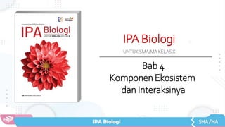 IPA Biologi
UNTUK SMA/MA KELAS X
Bab 4
Komponen Ekosistem
dan Interaksinya
 