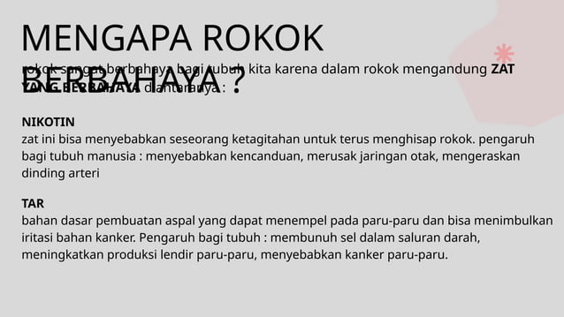 PPT BAHAYA MEROKOK MEMBAHAS TENTANG DEFINISI ROKOK JENIS-JENIS ROKOK ...