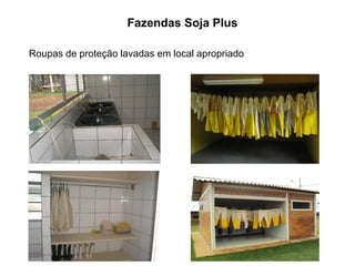 Roupas de proteção lavadas em local apropriado
Fazendas Soja Plus
 