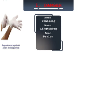 1. DANGER
Aman
Penolong
Aman
Lingkungan
Aman
Pasien
 