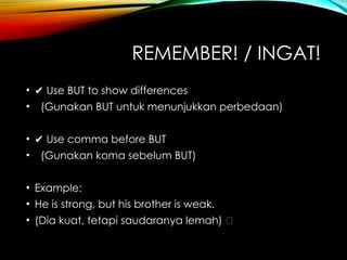 Mastering Comparison Questions Using 'BUT' in English for Grade 5 | PPTX