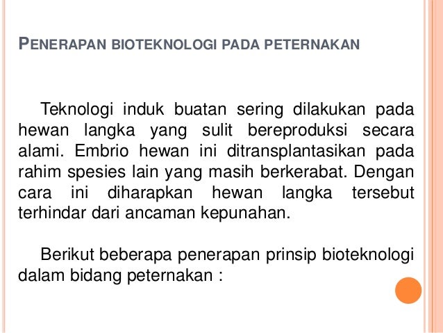 Peranan Bioteknologi Terhadap Bidang Peternakan