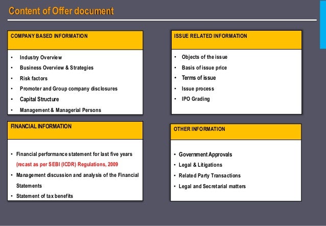 Offer document in ipo