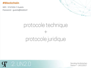 Decoding the blockchain
Station F – 14/11/20172. UN2.0
#Blockchain
WIFI : STATION-F Guests
Password : guests@stationf
 