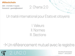 Decoding the blockchain
Station F – 14/11/20172. UN2.0
#Blockchain
WIFI : STATION-F Guests
Password : guests@stationf
 